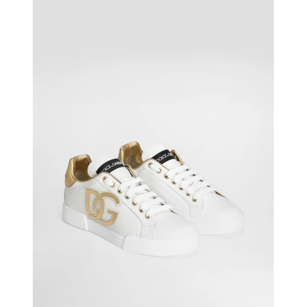 Multicolour Dolce & Gabbana Calfskin Portofino sneakers with DG logo, view 2 | Sneakers