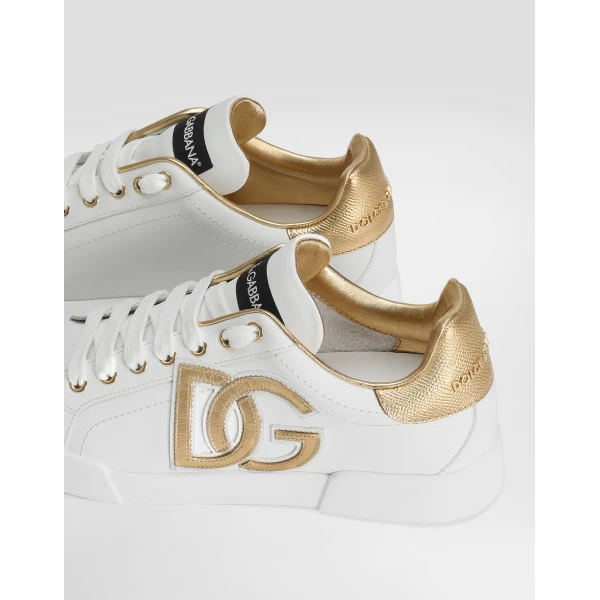 Multicolour Dolce & Gabbana Calfskin Portofino sneakers with DG logo, view 4 | Sneakers