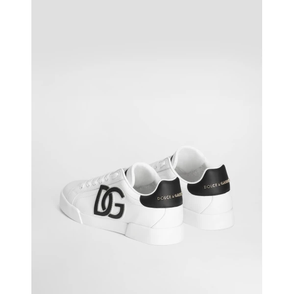 Multicolour Dolce & Gabbana Calfskin Portofino sneakers with DG logo, view 3 | Sneakers