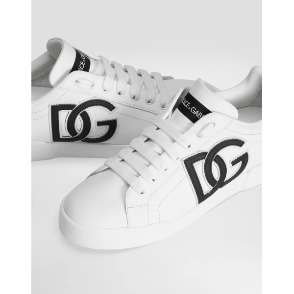 Multicolour Dolce & Gabbana Calfskin Portofino sneakers with DG logo, view 4 | Sneakers