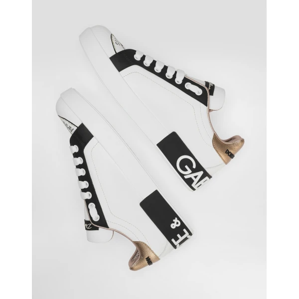 Multicolour Dolce & Gabbana Calfskin Portofino sneakers with embroidery, view 6 | Sneakers