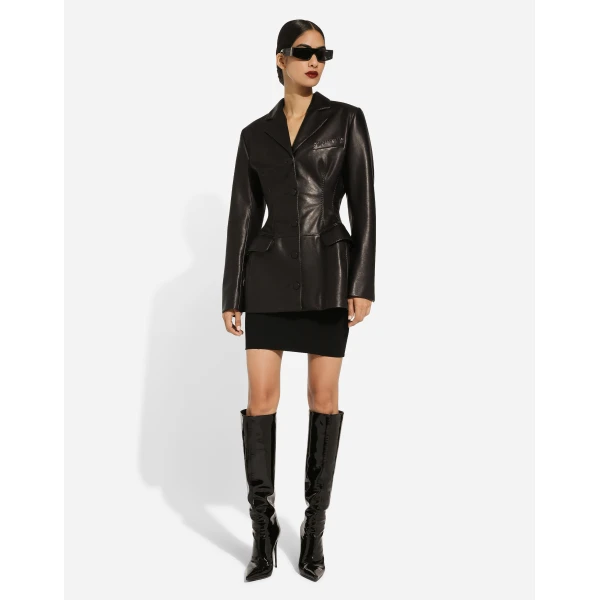 Black Dolce & Gabbana Calfskin Turlington jacket, view 2 | Blazers