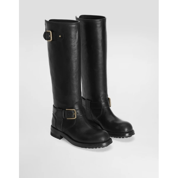 Black Dolce & Gabbana Calfskin biker boots, view 2 | Boots