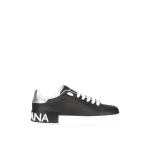 Black and Silver Dolce & Gabbana Calfskin nappa Portofino sneakers | Sneakers