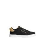 Black Dolce & Gabbana Calfskin nappa Portofino sneakers with lettering | Sneakers