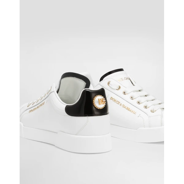 White Dolce & Gabbana Calfskin nappa Portofino sneakers with lettering, view 4 | Sneakers