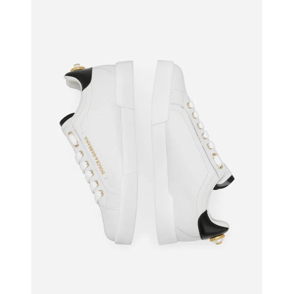 White Dolce & Gabbana Calfskin nappa Portofino sneakers with lettering, view 5 | Sneakers