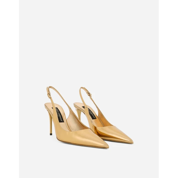 Gold Dolce & Gabbana Calfskin slingbacks, view 2 | Heels