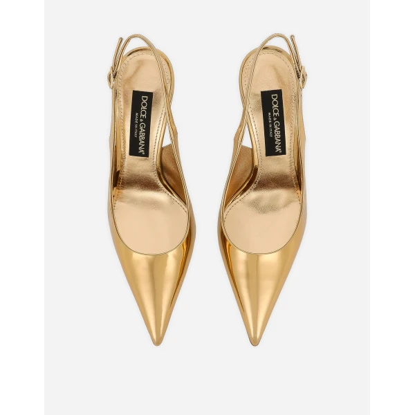 Gold Dolce & Gabbana Calfskin slingbacks, view 4 | Heels