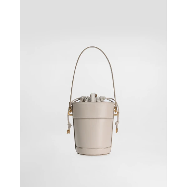 Beige Dolce & Gabbana Capri bucket bag in calfskin and canvas, view 4 | Bucket Bags