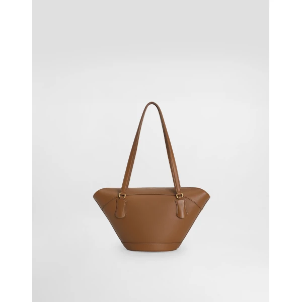 Brown Dolce & Gabbana Capri coffa bag in calfskin, view 3 | Totes & Top-Handle Bags