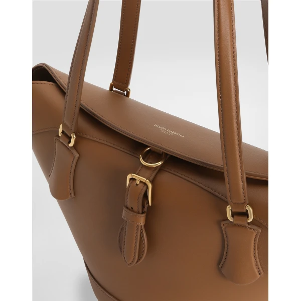 Brown Dolce & Gabbana Capri coffa bag in calfskin, view 5 | Totes & Top-Handle Bags