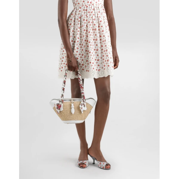 Multicolour Dolce & Gabbana Capri coffa bag in raffia, view 2 | Totes & Top-Handle Bags