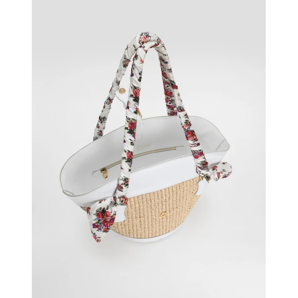 Multicolour Dolce & Gabbana Capri coffa bag in raffia, view 5 | Totes & Top-Handle Bags