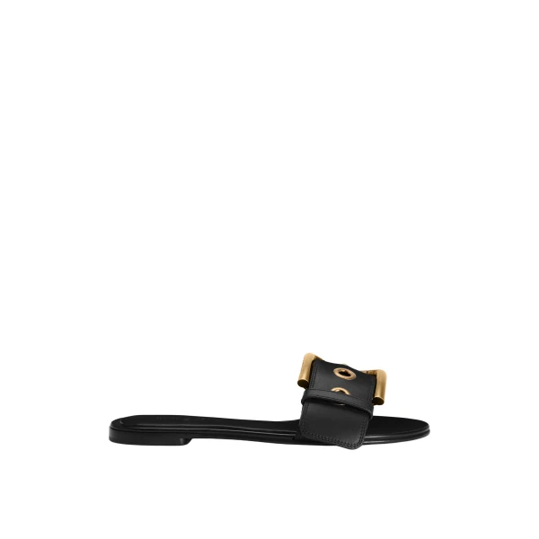 Black Dolce & Gabbana Cowhide flat slippers | Flip Flops & Slides