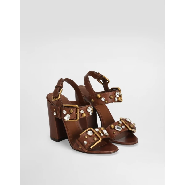Multicolour Dolce & Gabbana Cowhide keira sandals with embellishements, view 2 | Sandals