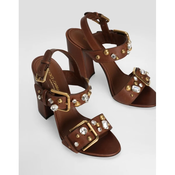 Multicolour Dolce & Gabbana Cowhide keira sandals with embellishements, view 4 | Sandals