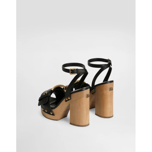 Black Dolce & Gabbana Cowhide weDGe sandals, view 3 | Sandals