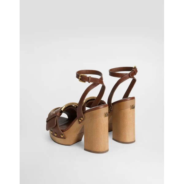 Brown Dolce & Gabbana Cowhide wedge sandals, view 3 | Sandals