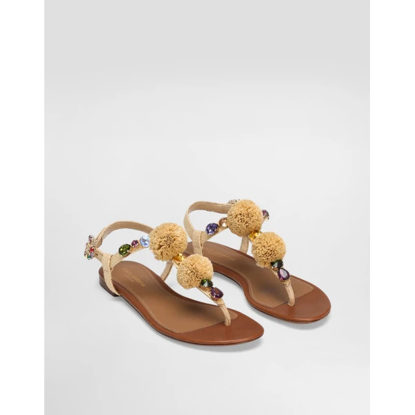 Multicolour Dolce & Gabbana Crochet flip-flops with stones, view 2 | Flip Flops & Slides