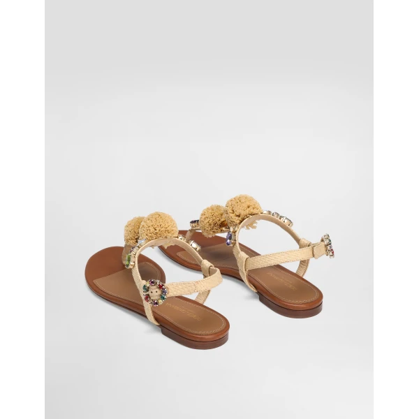 Multicolour Dolce & Gabbana Crochet flip-flops with stones, view 3 | Flip Flops & Slides