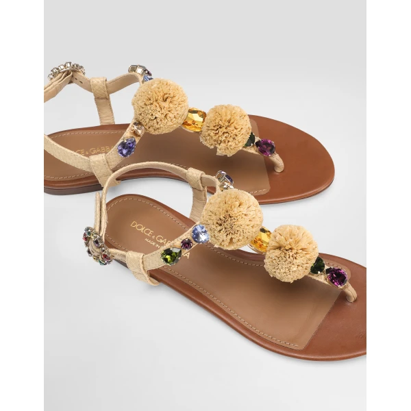 Multicolour Dolce & Gabbana Crochet flip-flops with stones, view 4 | Flip Flops & Slides