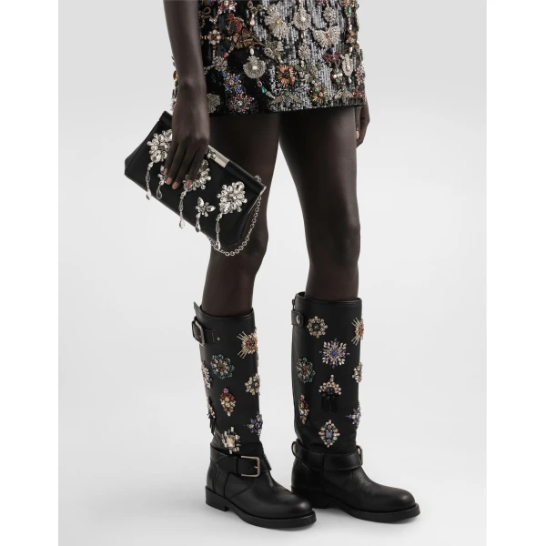 Black Dolce & Gabbana Crystal embroidered Marlene handbag, view 2 | Shoulder & Crossbody Bags
