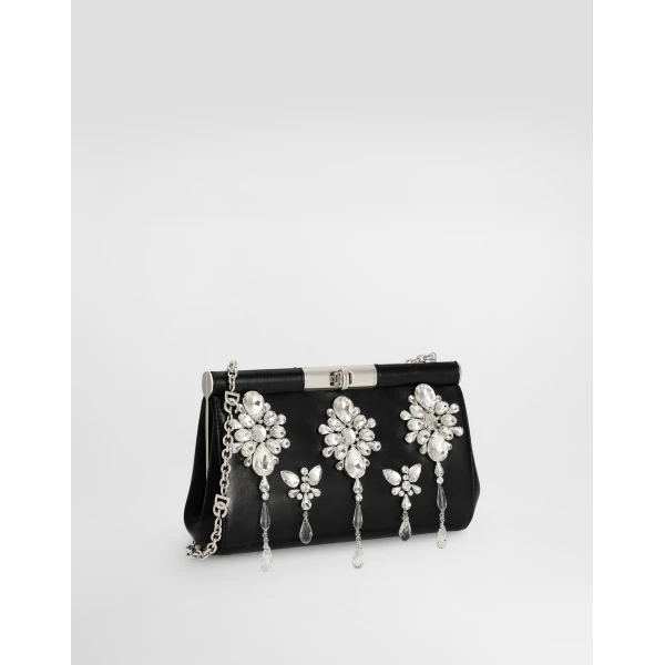 Black Dolce & Gabbana Crystal embroidered Marlene handbag, view 3 | Shoulder & Crossbody Bags