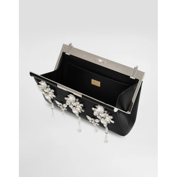 Black Dolce & Gabbana Crystal embroidered Marlene handbag, view 5 | Shoulder & Crossbody Bags