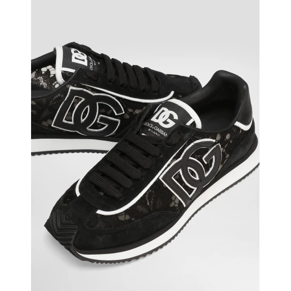 Multicolour Dolce & Gabbana DG Cushion sneakers in calfskin and fabric, view 4 | Sneakers