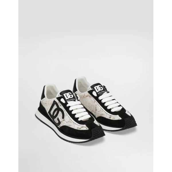 Multicolour Dolce & Gabbana DG Cushion sneakers in calfskin and fabric, view 2 | Sneakers