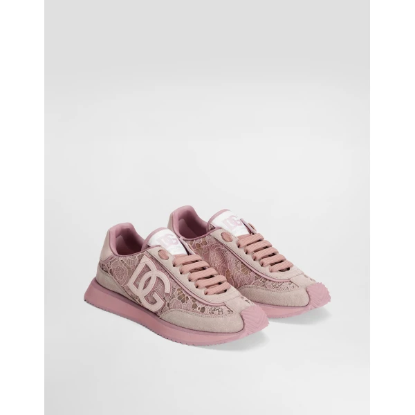 Multicolour Dolce & Gabbana DG Cushion sneakers in lace and calfskin, view 2 | Sneakers