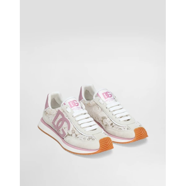 Multicolour Dolce & Gabbana DG Cushion sneakers in lace and fabric, view 2 | Sneakers