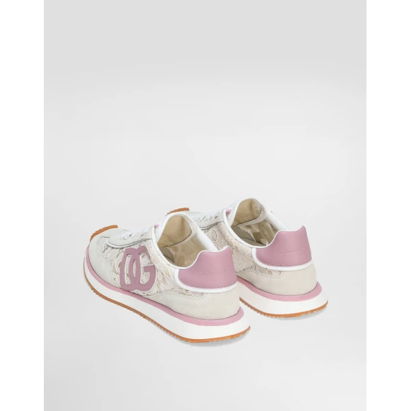 Multicolour Dolce & Gabbana DG Cushion sneakers in lace and fabric, view 3 | Sneakers