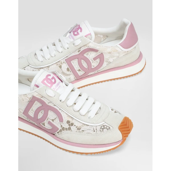 Multicolour Dolce & Gabbana DG Cushion sneakers in lace and fabric, view 4 | Sneakers