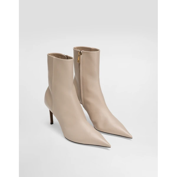 Beige Dolce & Gabbana Devotion calfskin ankle boots, view 2 | Boots