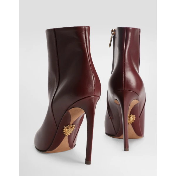Bordeaux Dolce & Gabbana Devotion calfskin ankle boots, view 4 | Boots