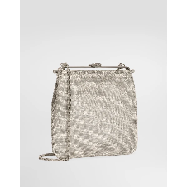 Azure Dolce & Gabbana Dina shoulder and crossbody bag in crystal mesh, view 4 | Shoulder & Crossbody Bags