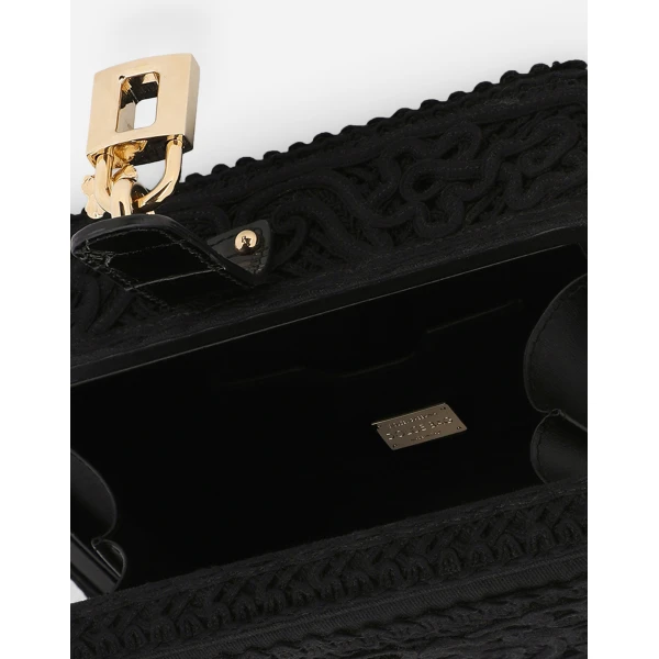Black Dolce & Gabbana Dolce Box bag with cordonetto detailing, view 5 | Totes & Top-Handle Bags