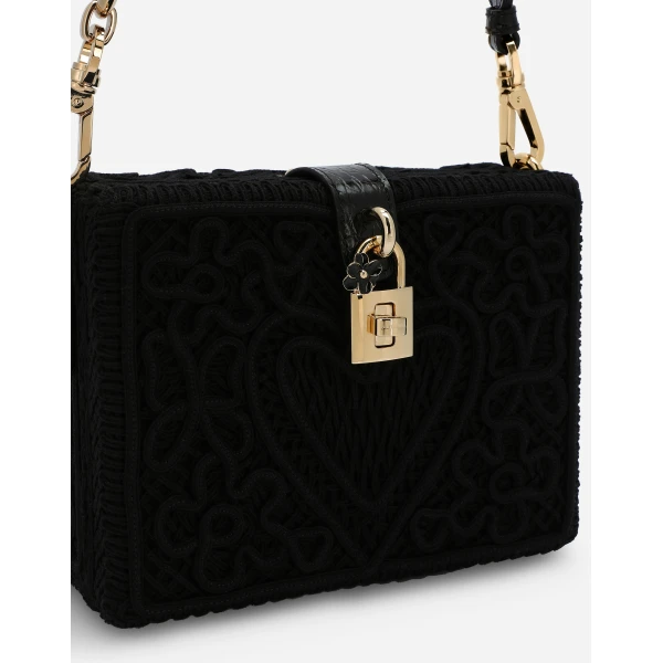 Black Dolce & Gabbana Dolce Box bag with cordonetto detailing, view 6 | Totes & Top-Handle Bags