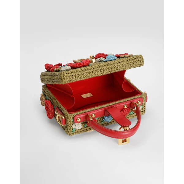 Multicolour Dolce & Gabbana Dolce Box raffia crochet handbag, view 5 | Totes & Top-Handle Bags
