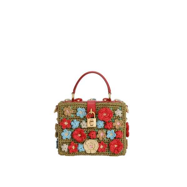 Dolce Box raffia crochet handbag