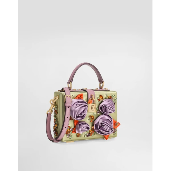 Multicolour Dolce & Gabbana Dolce Box satin and patent leather handbag, view 3 | Totes & Top-Handle Bags