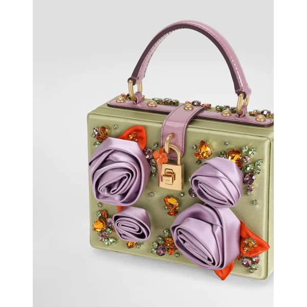 Multicolour Dolce & Gabbana Dolce Box satin and patent leather handbag, view 6 | Totes & Top-Handle Bags