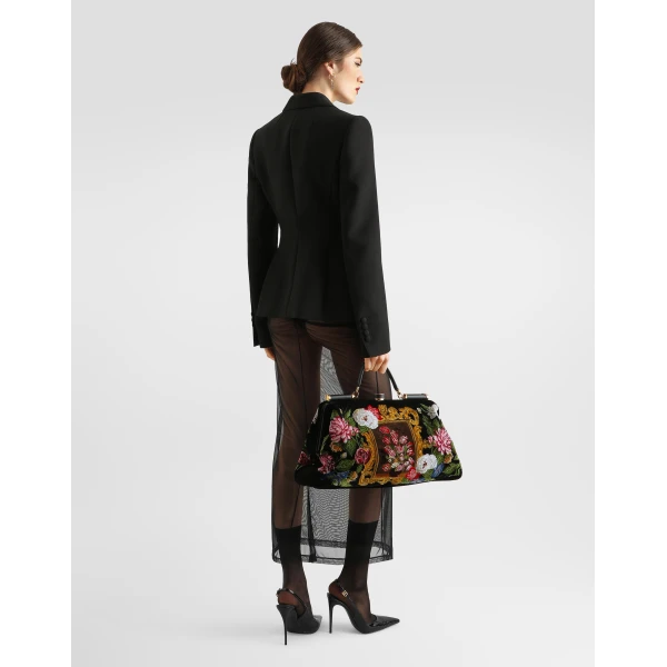 Black Dolce & Gabbana Double-breasted jacket in double wool crêpe, view 3 | Blazers