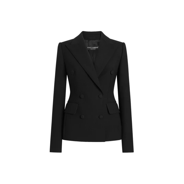 Double-breasted jacket in double wool crêpe