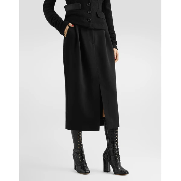 Black Dolce & Gabbana Double wool crêpe skirt, view 4 | Skirts