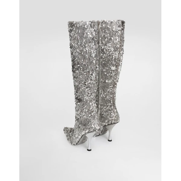 Silver Dolce & Gabbana Drop sequin boots, view 3 | Boots