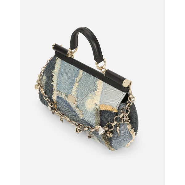 Blue Dolce & Gabbana Elongated medium Sicily handbag, view 5 | Totes & Top-Handle Bags