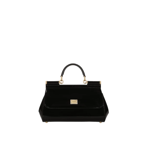 Elongated medium Sicily handbag in polished calfskin